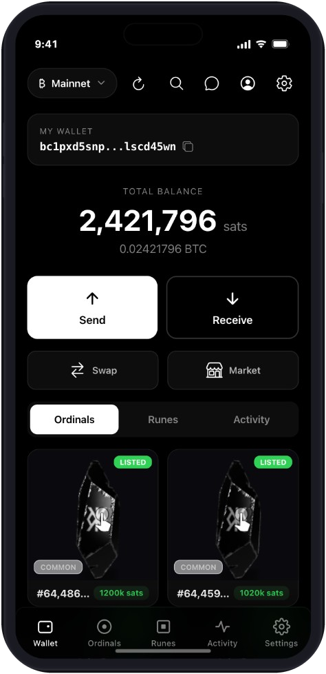 Kray Wallet home screen