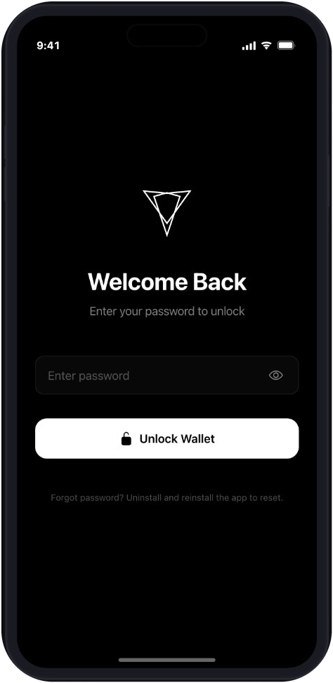 Kray Wallet unlock screen